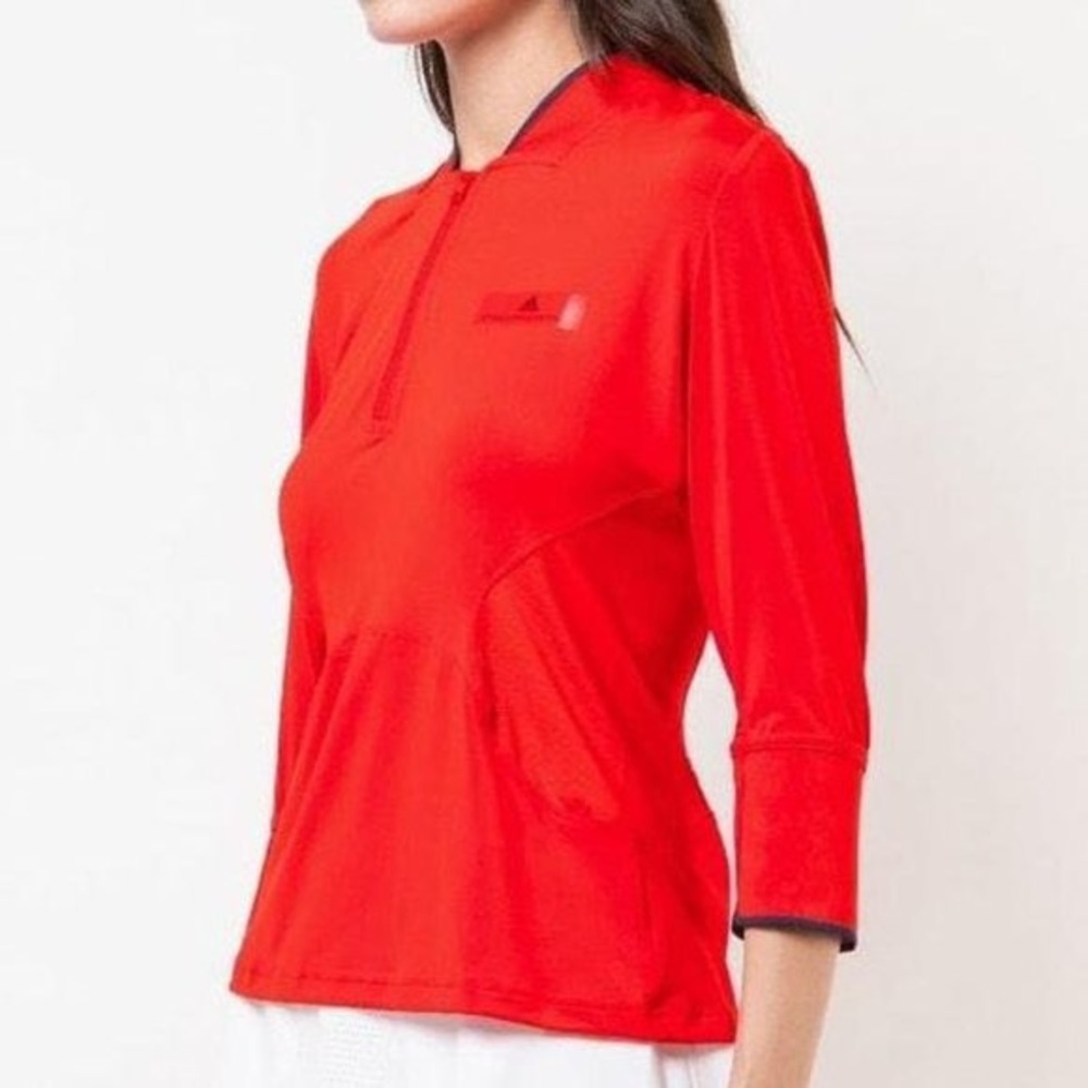 Adidas Stella McCartney Barricade 3/4 Sleeve Tennis T Shirt Top Red Slim Small